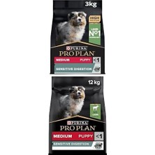 Pro Plan Puppy Sensitive Digeston Kuzu Etli Yavru Köpek Maması 12 Kg+ 3 kg