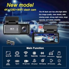 Mını Çift Lensli Wifi Gps Kamera - 4K Ön Kamera & 1080P Arka Kamera, Gece Görüşü, Modu, Geniş Açılı Lens, Döngüsel Kayıt, 128GB Sd Kart Desteği (Dahil Değildir) M6