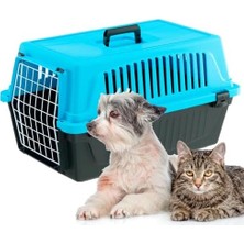 Taşıma Kutusu Kedi, Köpek Taşıma Kutusu, 8 Kg'a Kadar Küçük Köpek ve Kediler, Kapı Plastik Demir, Havalandırma Delikleri, 37 x 58 x Y 32 Cm, Sert Kabuklu Taşıma Kabı 20 El, Açık Mavi