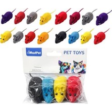 Kedi Oyuncağı Sesli Fare – Basınca Ses Çıkaran Plastik & Kumaş Oyuncak – Kediler Için Avcılık ve Zeka Oyunu – Karışık Renk – 4’lü Set (1 Paket)