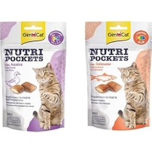 Gimcat Nutripockets Ördekli Kedi Ödülü 60GR ve Gimcat Nutripockets Kedi Ödülü Somon Omega 3&6 60GR