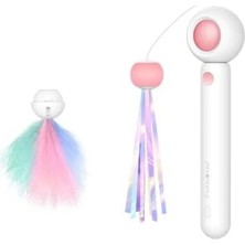 Lazerli Kedi Oltası Oyuncağı – Uzayan Etkileşimli Kedi Oyun Çubuğu ve Av Oyuncağı (Pembe)