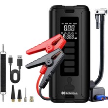 12000MAH LED Işıklı Powerbank Özellikli Acil Durum Akü Takviye Kablolu 800A Araç Motor Lastik Şişirme Hava Kompresörü 100W