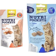 Gimcat Nutripockets Kedi Ödülü Somon Omega 3&6 60GR & Kedi Ödül Tableti Np Ton Balıklı, 60 G
