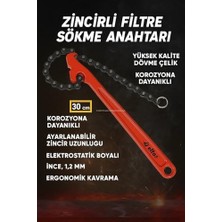 Zincirli Filtre Sökme Anahtarı, 30 Cm, Yüksek Kalite Dövme Çelik, Korozyona Dayanıklı, Ayarlanabilir Zincir Uzunluğu, Yağ Filtresi Sökücüsü, Elektrostatik Boyalı, Ince, 1.2 Mm, Ergonomik Kavrama