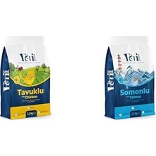 Tavuklu ve Somonlu Kuru Yetişkin Kedi Maması 1,2 kg x 2 Adet - Besleyici Vitamin Ilaveli Tam ve Dengeli Mama
