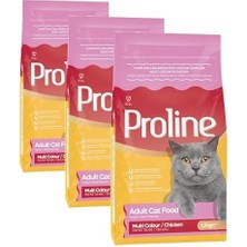 Proline Renkli Taneli Tavuklu Yetişkin Kedi Maması 1.2 kg (3 Paketi)
