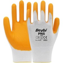 Katar Beybi Pn5 Polyester Örme Beyaz Sarı Eldiven 10