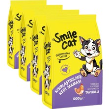 Smile Cat Yetişkin Kısır Kedi Tavuklu 1 kg Kuru Mama (4 Paketi)