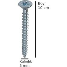 Sunta Ahşap Ağaç Tahta Vidası Yıldız Uçlu Vida 6 Adet Boy 10 cm Kalınlık 5 mm