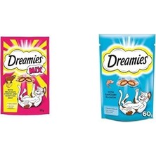 Dreamies Kedi Ödül Maması Seti (Sığırlı & Peynirli ve Somonlu, 2 x 60 G)
