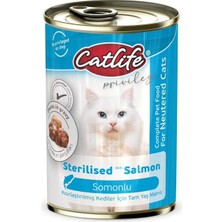 Catlife CLF18 Yaş Kedi Maması, Somonlu, Konserve, Yetişkin, Kısırlaştırılmış, 400 G