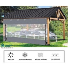 Pamukkale Branda Su Geçirmez Pvc Şeffaf Branda, Kış Bahçesi Fermuarlı Kapama, Gri, 500 x 270 cm