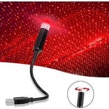 Kırmızı Ayak Altı Tavan Star LED Araç Içi Atmosfer Ambians Işık Oto Araba Iç Tavan Yıldız Ayarlanır USB Lamba