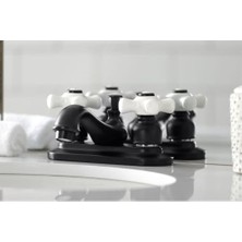 KB602PX Restorasyon 10 cm Merkez Seti Porselen Çapraz Saplı Lavabo Musluğu, Cilalı Pirinç