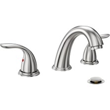 2 Kulp 3 Delikli Güverte Montajı Fırçalanmış Nikel Yaygın Banyo Bataryası Phiestina Tarafından, Paslanmaz Çelik Açılır Tahliye Tahliyesi, WF008-5-BN