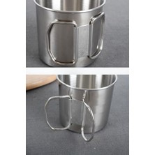Çelik 4 Adet 330 Ml. Katlanır Kulp Kahve Kamp Bardağı Fincanı CIN573-4