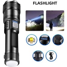 Panther Şarjlı Zoomlu LED Işık 800 Lümen, P50 Led, Arka Smd Gün Işığı, Powerbank Özellikli, Type-C Girişli, Taşıma Askılı Aydınlatma, Kamp, Acil Durum, Araç ve Dış Mekan Kullanımı Için
