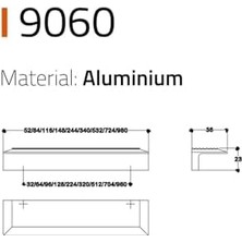 Line-Çizgili Kulp Krom Renk Tek Adet 960 mm