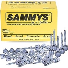 Sammys 8003957-25 Dikey Çubuk Ankraj Süper Vidası 1/4 Inç Dişli Çubuk Bağlantısı, 1/4 x 2 Inç Vida, Ahşap Için (Pkg.=25), Çinko