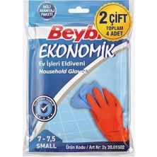 2 Çift Beybi Bulaşık ve Temizlik Eldiveni (7-7.5 Numara) - Dayanıklı Doğal Kauçuk