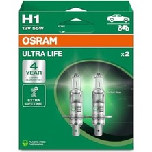 Ampul H1 Ult 55W 12V P14.5S5X2BOXTRQR2 Ultralife 64150ULT-HCB - 64150ULT-HCB