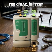 Network Kablo Tester RJ11 Internet Kablosu Kontrol Cihazı - Cat5/6/7/8 Ethernet Kablo Uyumlu - Ayrılabilir Remote Modül - LED Göstergeli Hatalı Bağlantı Tespiti - Hızlı/yavaş Mod