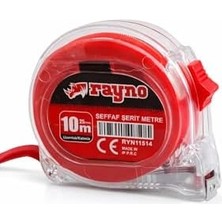 Rayno Profesyonel Şeffaf Şerit Metre - 8 Metre x 25 mm Hassas Ölçüm Metresi - Darbeye Dayanıklı Şeffaf Kasa ve Otomatik Kilitli Çelik Metre (8X25 Mm)