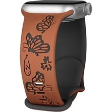 - ile Uyumlu 44/45/46/49MM Kordon Kelebek Desen Yumuşak Silikon Kordon 2/3/4/5/6/se/7/8/9/10/11/ultra - Kahverengi