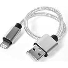 (3251) Gümüş Gümüş 30 cm Halat Lightning USB Kablo- ile Uyumlu