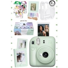 Mini 12 Yeşil Fotoğraf Makinesi-30'lu Film-Albüm-Mandal-Çerçeve ve Kılıf Set 2