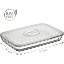 Borcam Uyumlu Plastik Kapak 40X27 cm Dikdörtgen Borcam Kapağı - Fırın Kabı Saklama Kapağı, Bpa Içermez (Sadece Kapak)