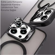 13 ile Uyumlu Lens Hediyeli Kamere Korumalı Şarj Özellikli Standlı Premium Kılıf - Lacivert