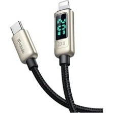 CA-8811 20W Dijital Göstergeli Type-C To Lightining Pd-Data Şarj Kablosu-Gümüş