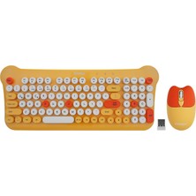KM-6244 Bunny Renkli Tuşlu Sarı 2.4 Ghz + Bt Kablosuz Q Multimedia Klavye + Mouse Set