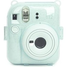 Mini 12 Yeşil Fotoğraf Makinesi-20'li Film-Kıskaçlı Resim Standı ve Simli Pleksi Kılıf Seti