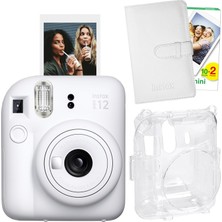 Mini 12 Beyaz Fotoğraf Makinesi-20'lu Film-Laporta Albüm ve Şeffaf Kılıf Seti