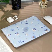MacBook Air 13 Inç Kılıf Uyumlu A1466 A1369 Çiçek Desenli Tpu Kapak Ince Hafif Darbe Önleyici Mat Yüzey Uv Lazer Baskı Tam Uyumlu Koruyucu Açık Mavi