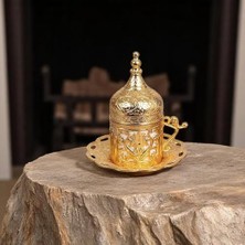(1 Adet Türk Yunan Arap Kahvesi Espresso Fincanı Tabağı (Lale) (Altın)