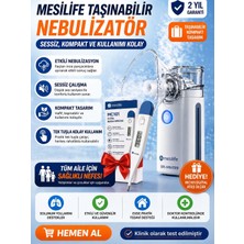 Mesilife Nebulizatör + Ateş Ölçer I Şarjlı Taşınabilir Mini Buhar Makinesi BR-MN199 Sessiz Cep Tipi I Mesh I Buhar Makinesi