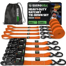 Rhino Usa Ağır Hizmet Tipi Cırcırlı Bağlama Kayışı 4’lü Set