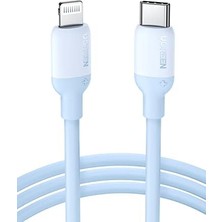 Usb-C Lightning Kablo Mavi 1 M Mfi Test Edilmiş Power Delivery Tip C Lightning Şarj Kablosu Silikon Jel 13 Se 3 12 11 iPad 2021 Airpods Pro Airpods Max ile Uyumlu