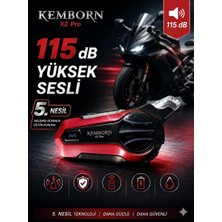 Kemborn x2pro Motosiklet Kask Kulaklık İntercom Bluetooth 5.3 evrensel eşleşme 2 binicili 1Adet İnterkom seti 5.NESİL