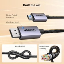 4K Displayport - HDMI Kablosu 1080P@120Hz, Aktif Dp 1.2 - HDMI 1.4 Kablosu Alu Örgülü, HDMI Kablosu 6.6ft Monitör, Masaüstü, Hdtv, Dizüstü Bilgisayar, Amd, Nvıdıa ile Uyumlu Tek Yönlü Ekran