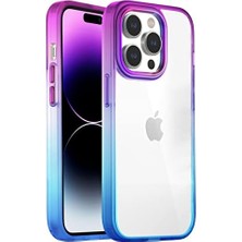 Labs 14 Pro Max Air Bumper Kılıf Darbe Önleyici Arkası Şeffaf Gökkuşağı Kapak (Mavi Mor)
