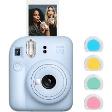 Mini 12 Mavi Fotoğraf Makinesi ve 4'lü Renkli Lens Seti