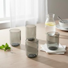 4'lü Füme Renkli Borosilikat Cam Bardak Seti - 290 ml Dayanıklı Gri Modern Su, Meşrubat ve Kahve Yanı Bardağı - Kurşunsuz Ekolojik (4 Adet)