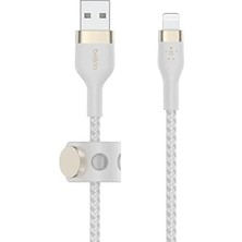 Boostcharge Pro Örgülü USB Tip A - Yıldırım Kablosu (1m/3,3ft), Mfi Sertifikalı Şarj Kablosu - Beyaz