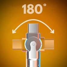 1560 USB To Type C Hızlı Şarj Data Kablosu Çevirici Dönüştürücü Adaptör 180° Döner 120W / 6A Süper Hızlı Şarj (1 Metre)