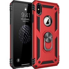 Xs Max Için Kılıf Military Ring Holder Kırmızı [ Xs Max ile Uyumlu Kılıf - Kırmızı]